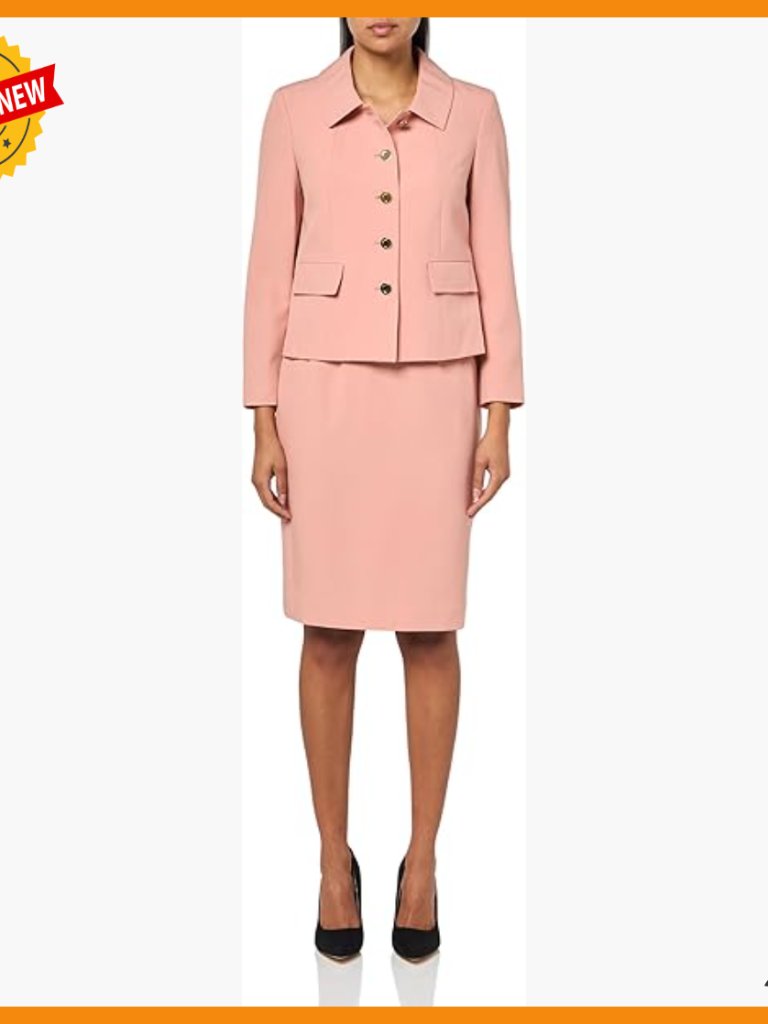 Petite 5-Button Blazer & Skirt Suit Set, Workwear Professional